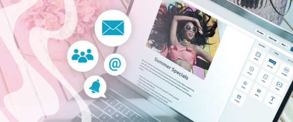 A laptop displaying email marketing metrics