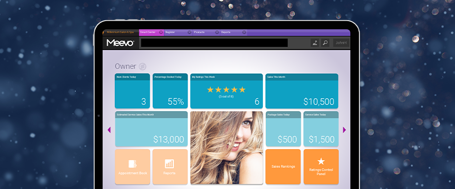 Meevo salon software on a smart device