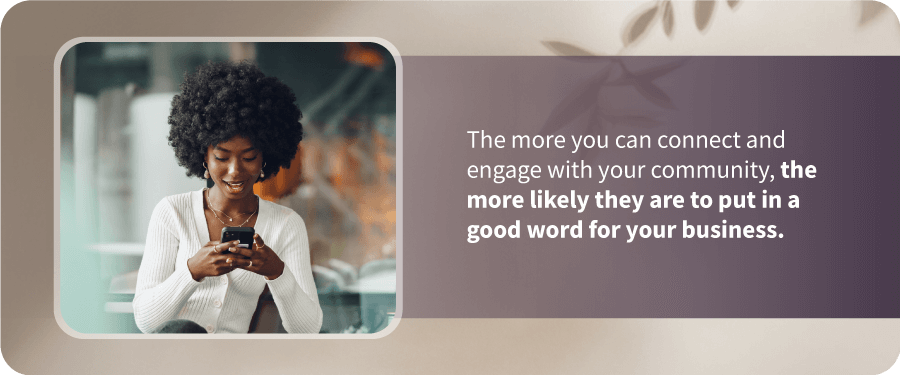 Woman using phone - Connect and engage with your community