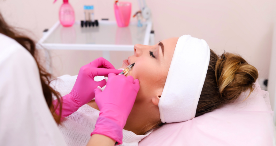 A woman getting injections at a med spa