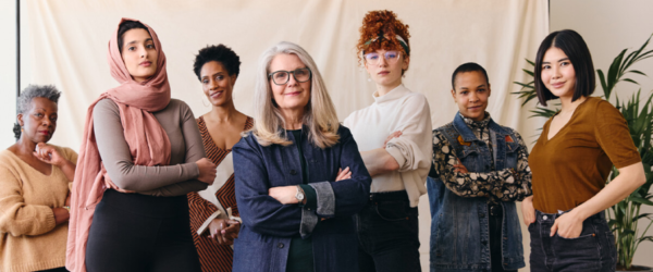 Women of different ethnicities representing International Women's Day