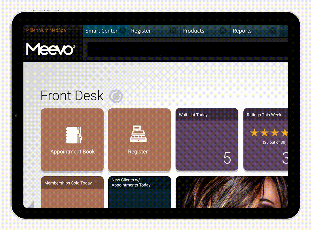 Meevo Dashboard: Front Desk Appointments