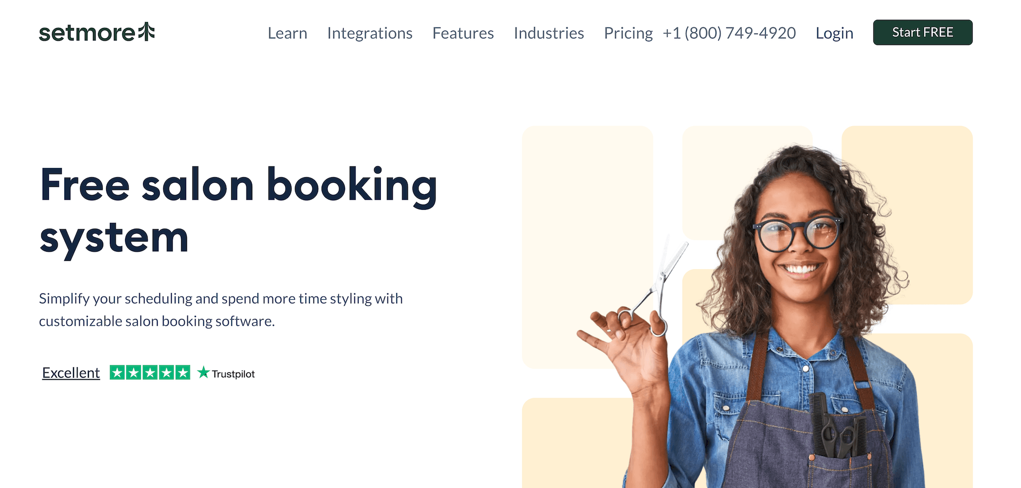 Setmore Salon Booking System landing page