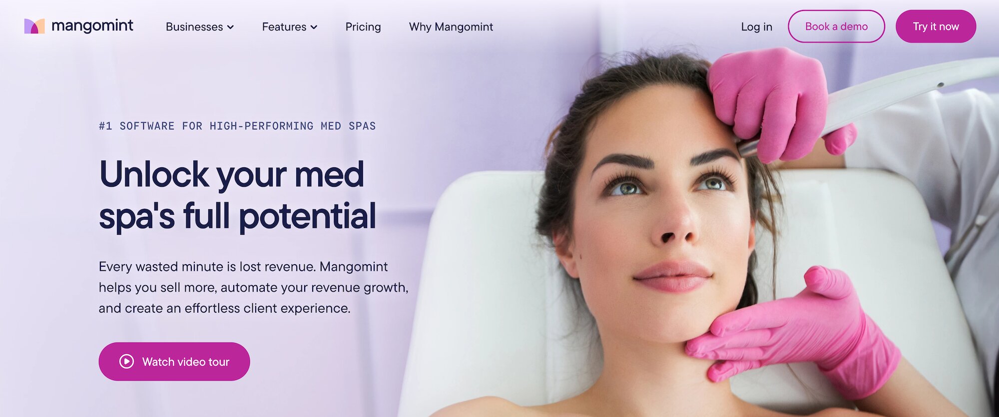 Mangomint Medical Spa Software landing page