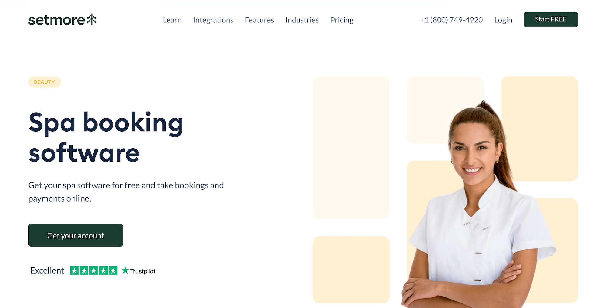 Setmore Spa Booking Software landing page