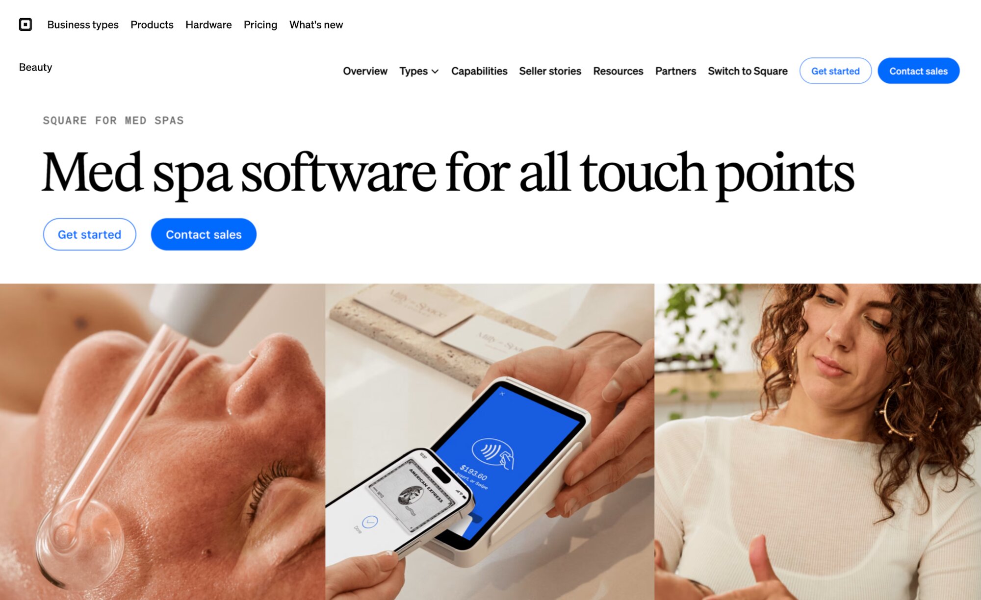 Square for Med Spas landing page
