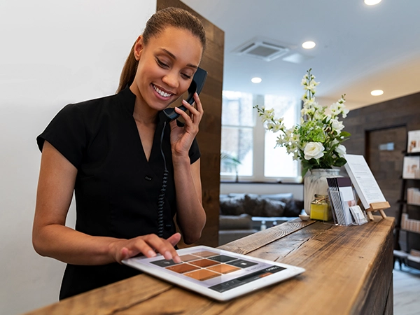 Front desk spa using Meevo on an iPad