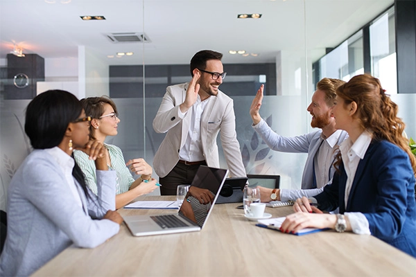 Franchise team in an office