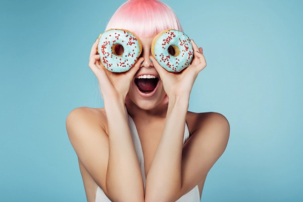 Happy Female with Donuts