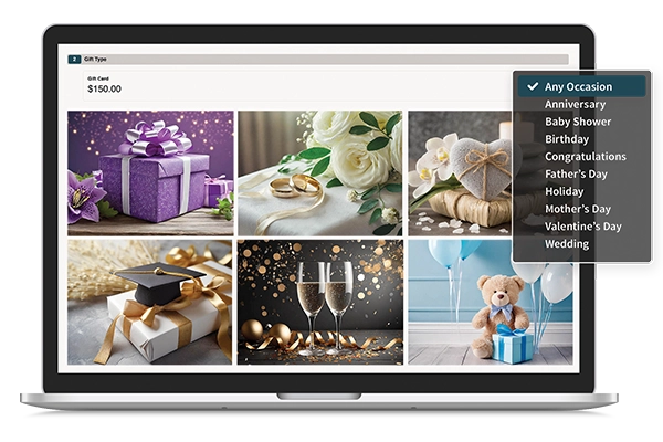 Meevo eGift pre-loaded designs