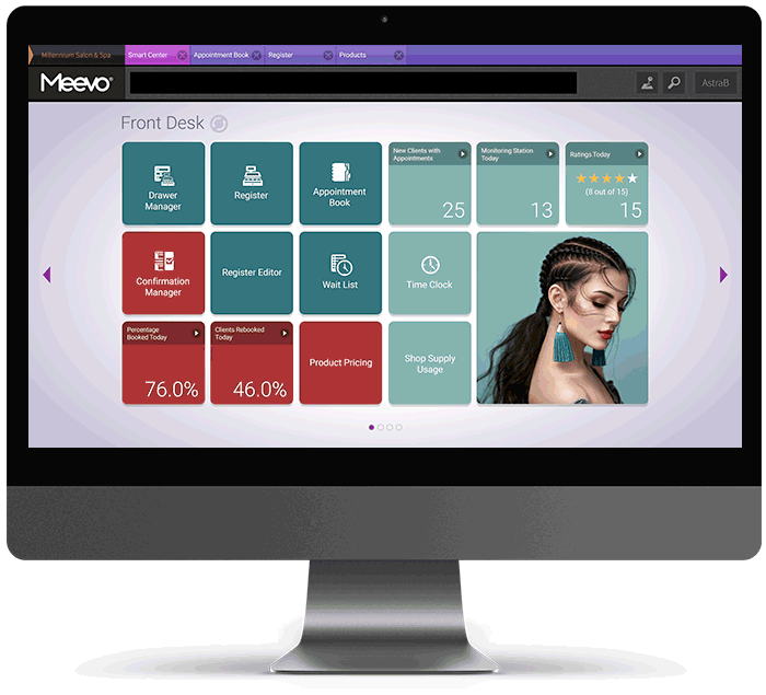 Meevo Smart Center on desktop colorize tile