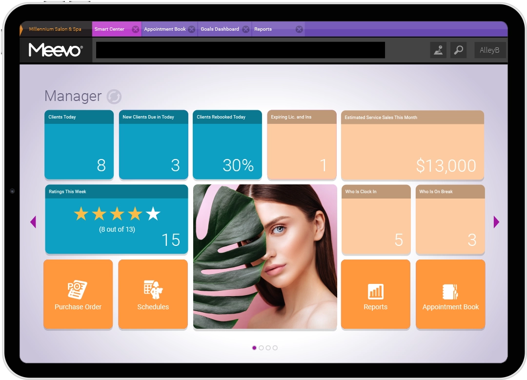 Meevo Manager Smart Center on tablet device