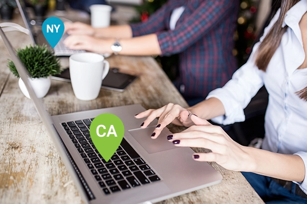 Two ladies login at different locations NY and CA with Meevo