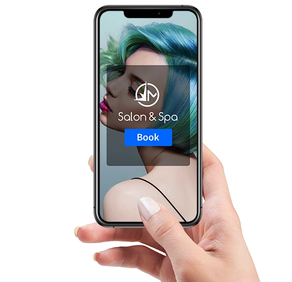 Female hand holding phone booking an appointment