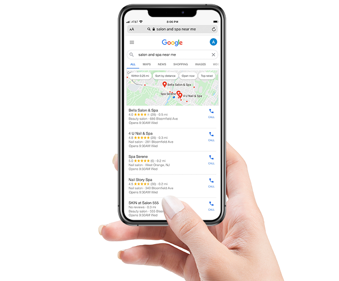 hand holding Google maps on the phone