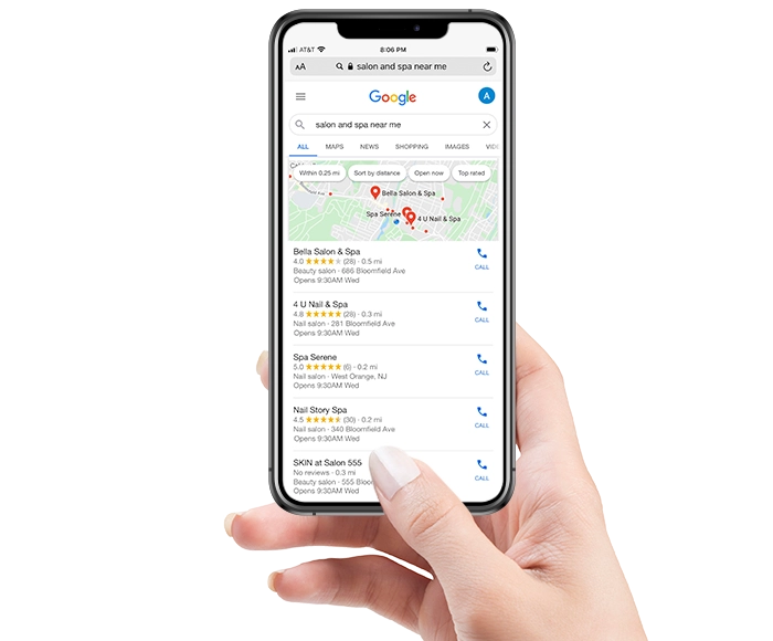 hand holding Google maps on the phone