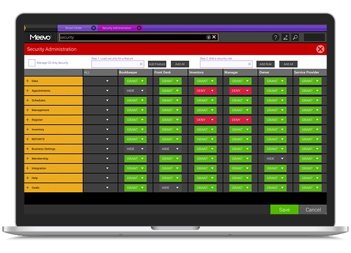 Meevo Security screen on laptop