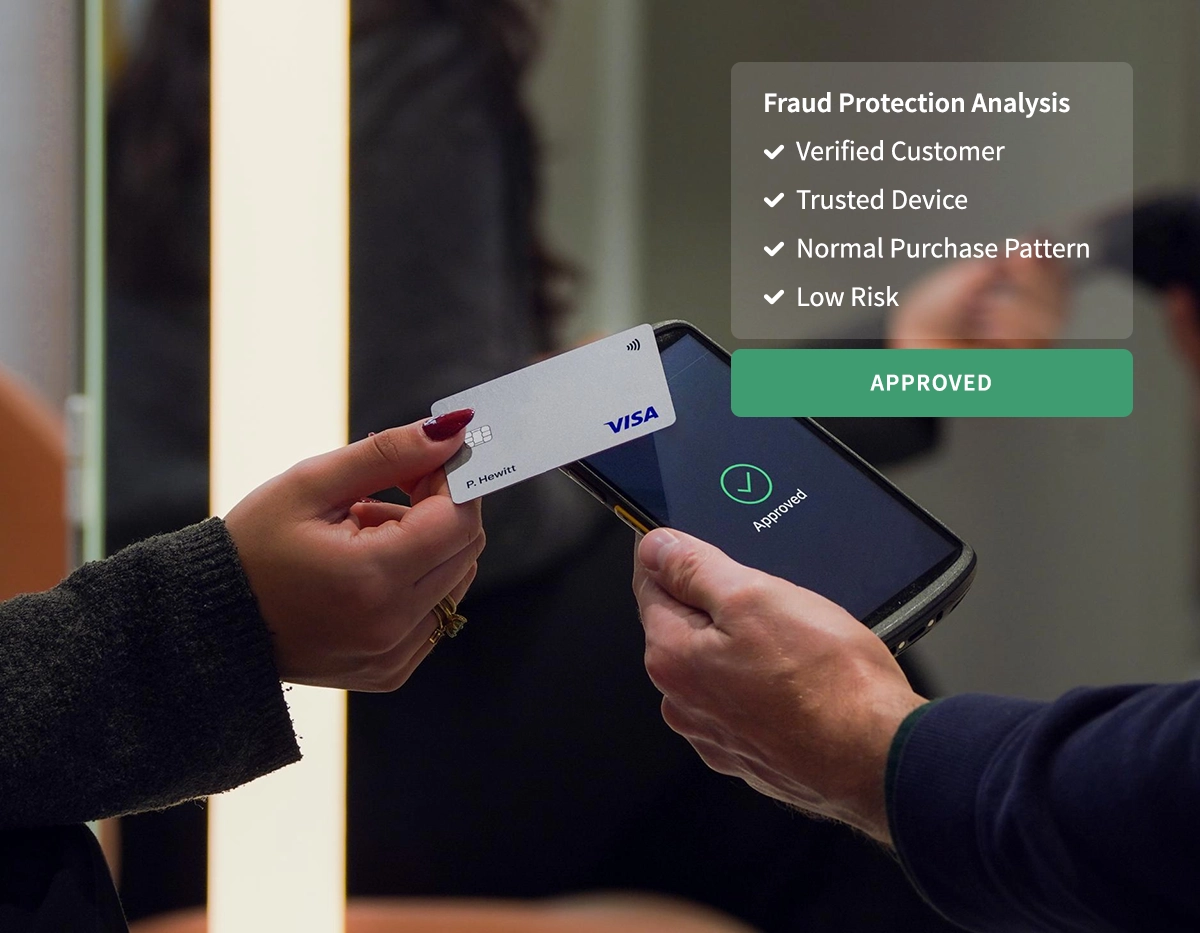 MeevoPay Shield analyzing a payment transaction before approval.